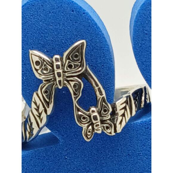 Vintage Sterling Silver Butterfly Floral Toe Ring Handcrafted Unique Boho Style - Picture 8 of 10